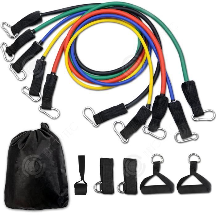 INN® TD set bande elastique fitness musculation 11 sport de resistance traction large cheville pied kit sangle Elastiband exercice h