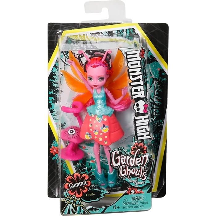 Monster High Poupee Friendly Jardin Lumina La Luciole Avec Creature Volante - Poupee avec Ailees
