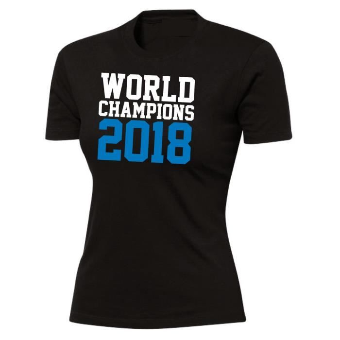 T-shirt Femme noir -World Champions 2018-Pour les amateurs de foot avec la coupe du mondeCadeau de noël, cadeau saint valentin,