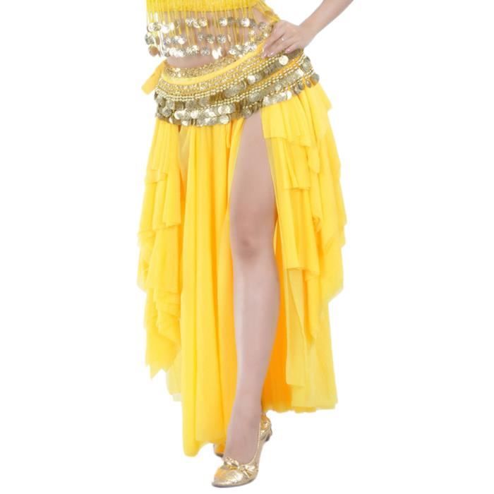Femme Jupe De Danse Élastique Taille Sans Ceinture Jaune