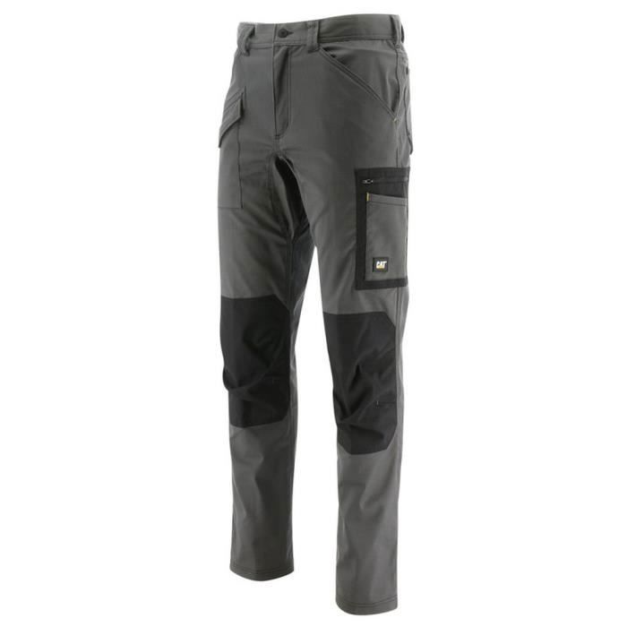 Pantalon de travail multipoches renforcé stretch Caterpillar ESSENTIALS CARGO TROUSER - Gris - Noir