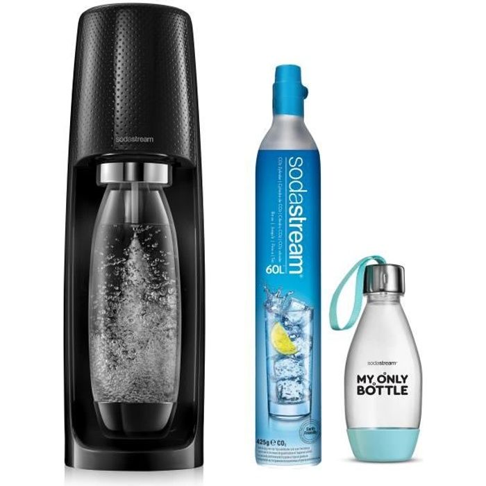 SODASTREAM Pack Machine à gaféifier Spirit Noire + Ma Petite Bouteille Style 0.5L OFFERTE