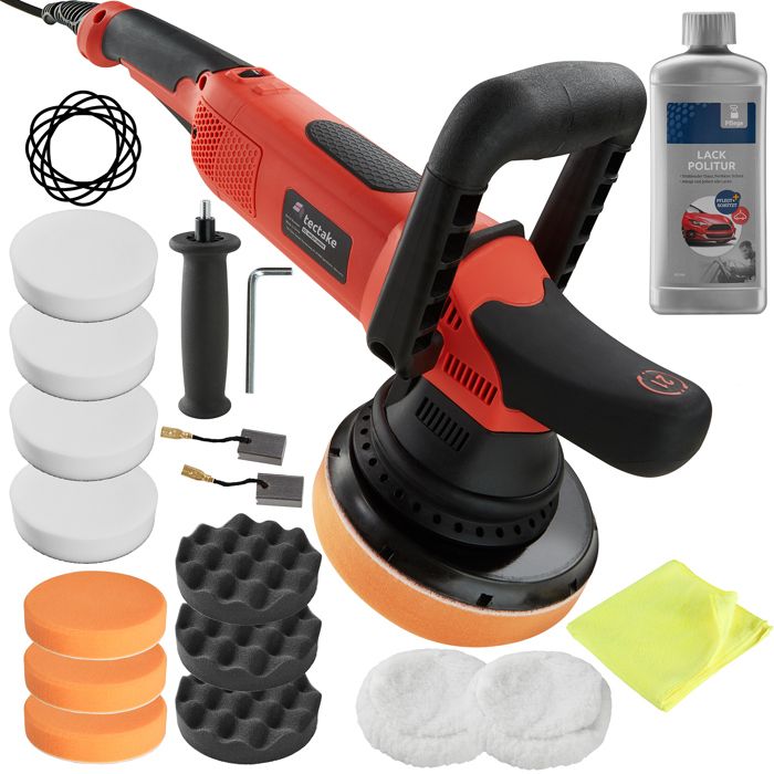 TECTAKE Polisseuse Excentrique 1650 à 4800 tours par minute - Set 18 + Accessoires