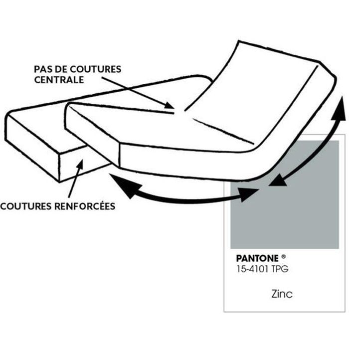 Drap housse pour lit articulé - 100% coton - Bonnet 30 cm - 2x80 x 200 cm - Gris clair