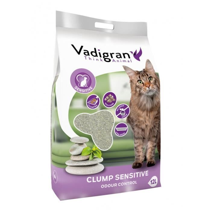 Litière Bentonite Sensitive sans parfum. 12 litres soit 12 kg. litière pour chat.-Vadigran 40,000000