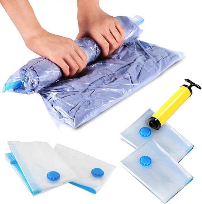 Sac Sous Vide Vêtements Lot De 12 Avec Pompe Électrique - Rangement Voyage Et Maison