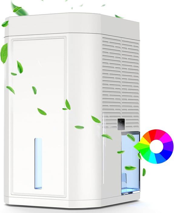 Déshumidificateur Electrique 1500ml BOUNTIVA - Silencieux (28dB) - Minuterie Et Arrêt Auto - LED 7 Couleurs - Pour Salle De Bain, Chambre - 2
