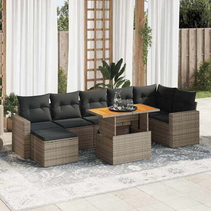 vidaXL Ensemble Salon Jardin 8 pcs - vue 2