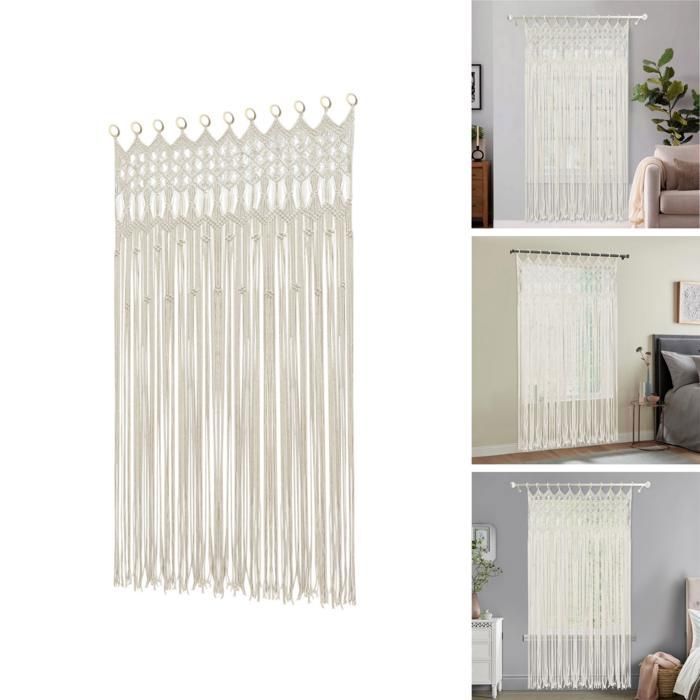 Rideau de Porte Tissés en Fil Coton - 120*195cm - Rideau de Porte de Placard - Paravent de Chambre - Style Bohème DECO
