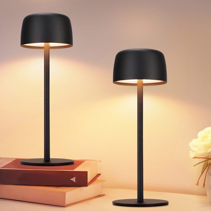 Lot de 2 lampes de table LED - NETTLIFE - Lot de 2 - Sans fil - Tactile dimmable - 3 températures de couleur