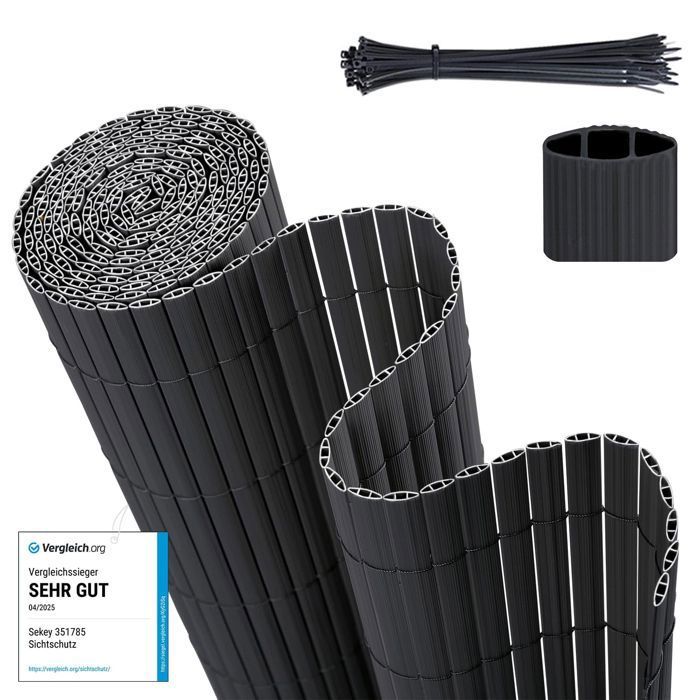 Jopassy Brise-Vue PVC Renforcé Nervures W – Toile Intimité Jardin Balcon Terrasse, Anti-UV Anti-Moisissure 0.8x3m