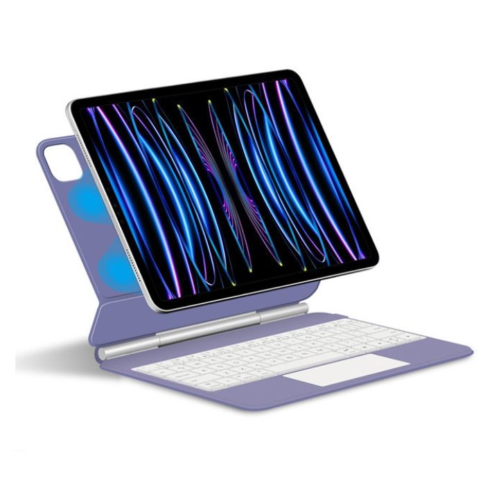 Coque Clavier Bluetooth Pour IPad Pro 12.9 (6e/5e/4e/3e Gen) – AZERTY Français, Rétroéclairage 7 Couleurs, Trackpad - 10
