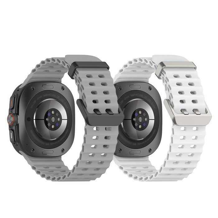 Bracelet Sport de montre compatible avec la Samsung Galaxy Watch Ultra 47 mm (2025) - en silicone(Gris+Blanc) Gris+Blanc