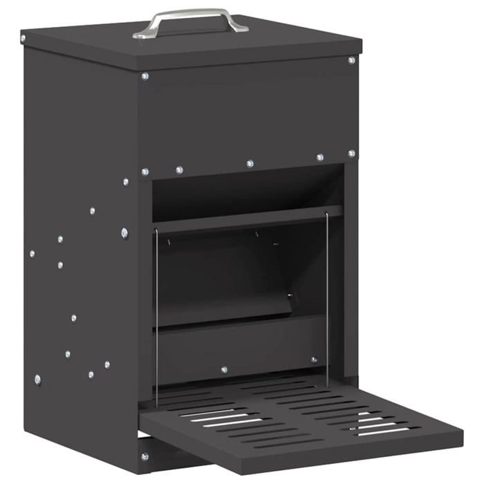 Mangeoire à pédale pour poules - vidaXL - Noir - Acier laminé à froid - 25x42x40 cm - Capacité 4 kg