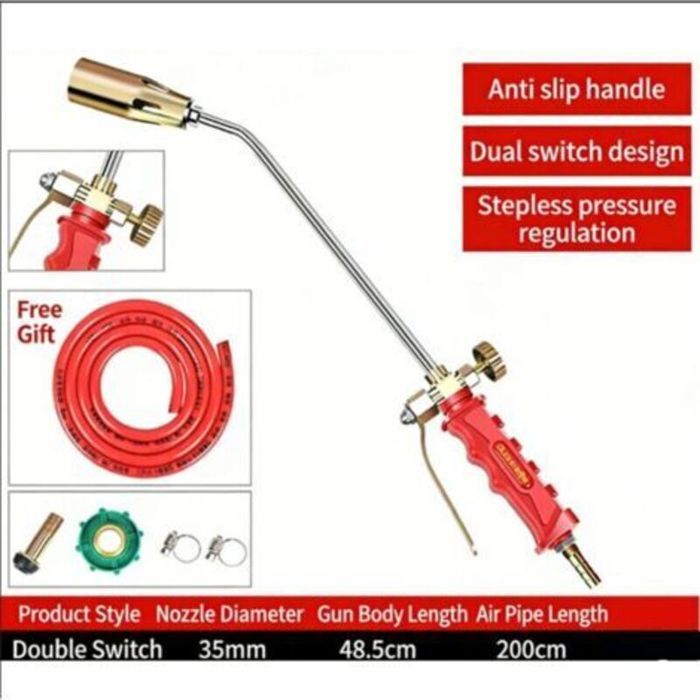 Pulvérisateur de désherbage/dégivrage portable au propane avec allumeur à bouton-poussoir et tuyau de 2 m
