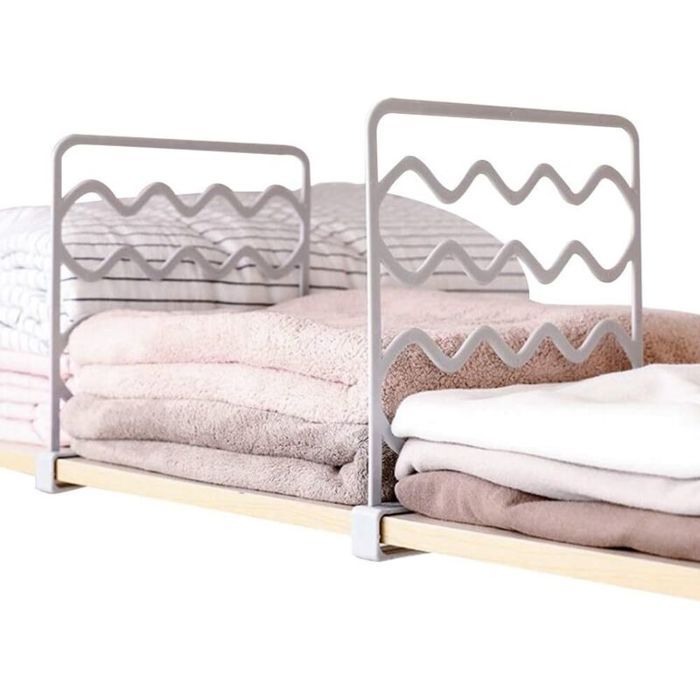 4 pcs Séparateur Armoire Diviseurs Plateau Séparateurs détagère dAménagement Placard sans Perçage pour la Maison la Sal
