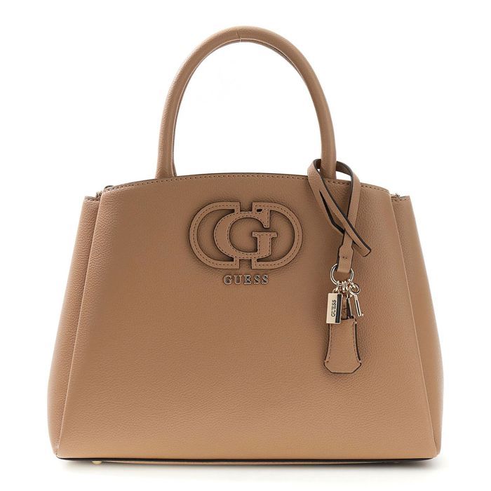 GUESS Sac à main beige pour femme - Isola 3 Compartment Satchel 348979