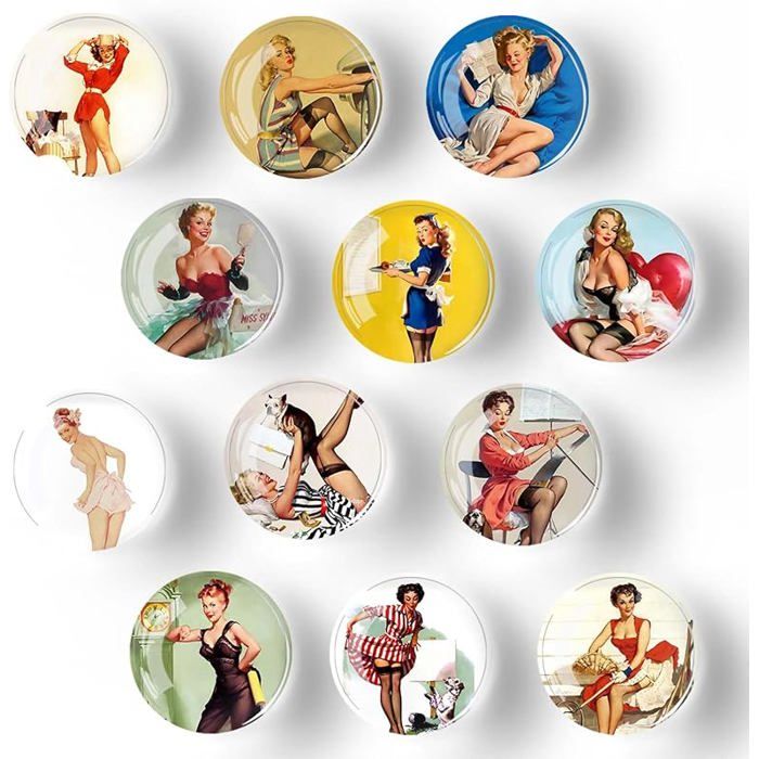12 Pièces Déesse Aimant Frigo 3D Magnet Plat pour Réfrigérateur Armoires Cuisine (30 mm) D Tableau Magnétique et Blanc AIMANTS