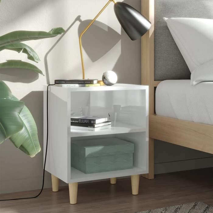 Lot de 2 Armoires de chevet intemporel - vidaxl - Table de lit - bois - blanc brillant - 40 x 30 x 50 cm@bzi15d