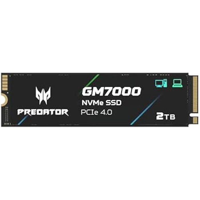 acer Predator GM7000 2TB .2 SSD 2280 NVMe Gen4 Disque dur interne pour jeu compatible avec PS5 jusqu'à 7400 Mo/ – BL.9BWWR.106