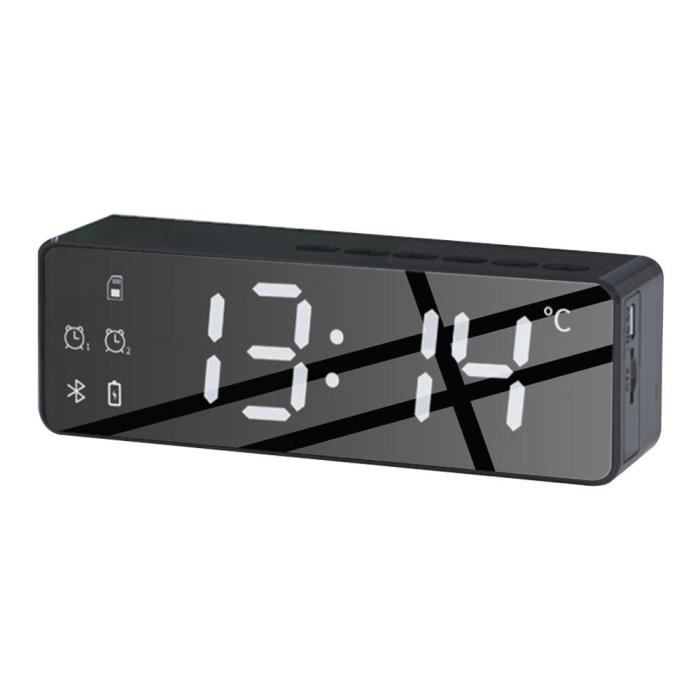 Aiworth Radio-réveil Numérique Bluetooth - Haut-parleur Stéréo Sans Fil Hi-Fi Bluetooth 5.0 Avec Affichage LED Et Double Réveil Intelligent