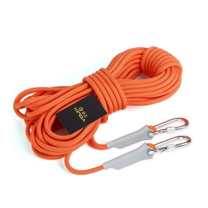 Corde D’escalade Extérieure JOKILY – 10 M Avec 2 Mousquetons, Ø 8 Mm, Jaune