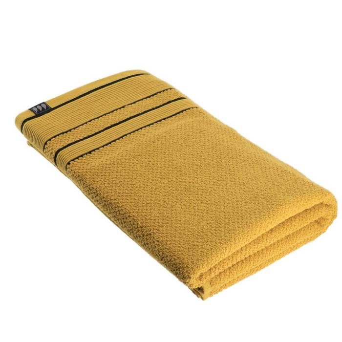 SERVIETTE DE BAIN 90X150 CM 100% COTON - OCRE/NOIR
