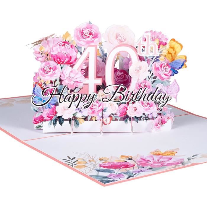 Carte Pop Up 3D Anniversaire Gâteau Papillon - Carte Avec Enveloppe, 30x20 Cm - Pour Femme, Saint-Valentin