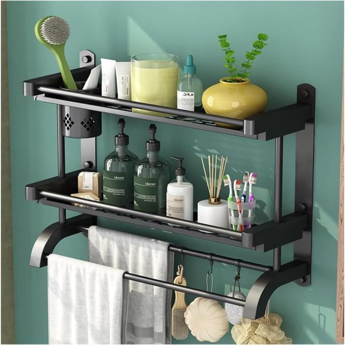 Porte-Serviettes Noir, Porte-Serviettes Rotatif Porte-Serviettes Mural Espace Support De