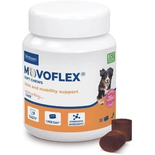 Complément Alimentaire - Virbac - Movoflex Soft Chews - 30 pièces - Chiens de Plus de 35 kg - Santé Articulaire Complément Alimentaire - Virbac - Movoflex Soft Chews - 30 pièces - Chiens de Plus de 35 kg - Santé Articulaire