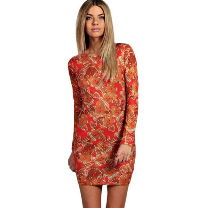 Mode Pour Dames Femmes A Manches Longues Impression Fete De Noel Robe Trapeze Noel Hm2816 Achat Vente Robe 2009571033118 Cdiscount