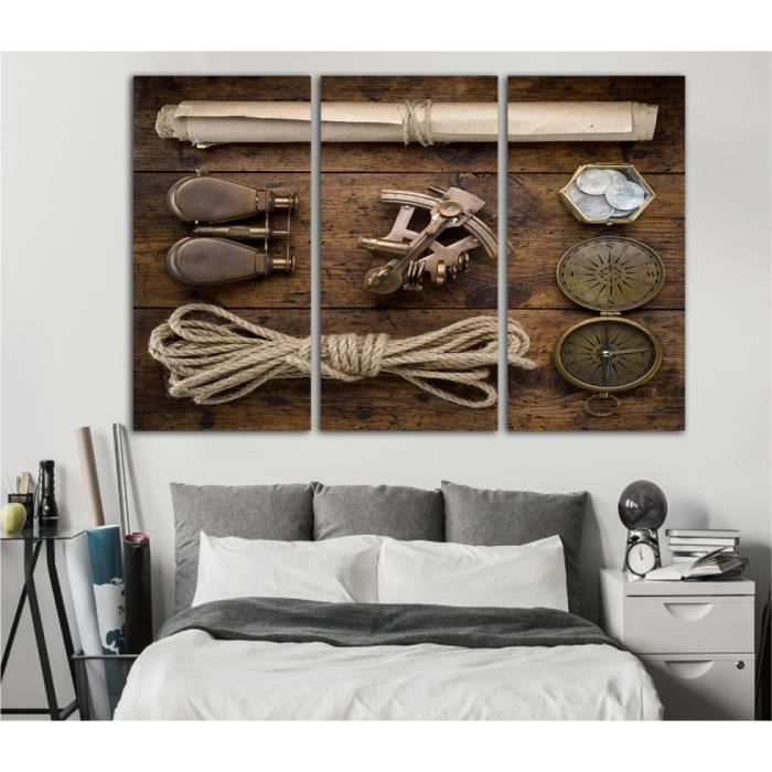 Horloge Vintage Outils De Chasse Imprime Toile Peinture Art Mural Art Decoration Pour La Chambre 30x60cmx3p Unframed Achat Vente Tableau Toile Cdiscount
