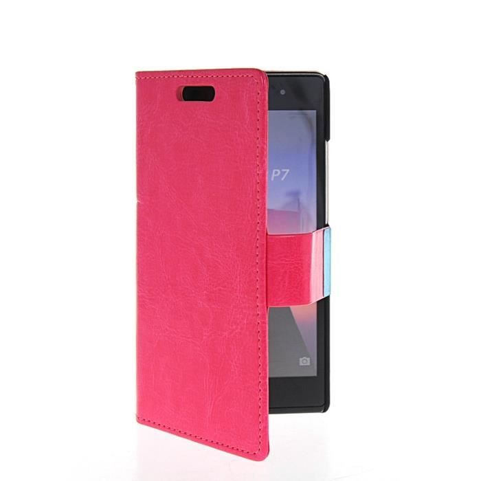 Housse Coque Luxe Slim Cuir Rose Pour Huawei Ascend Y300 - Neuf - Fermeture Magnétique