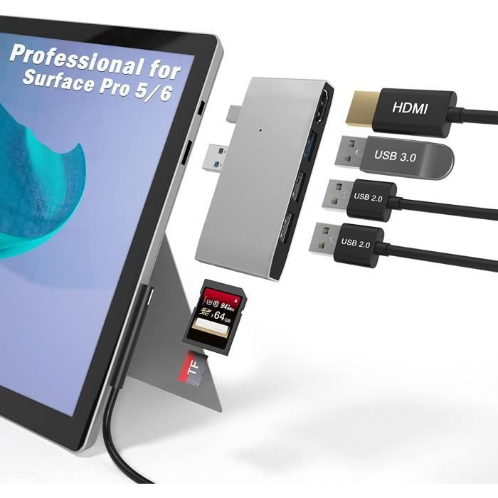 6 en 2 Hub USB Surface Pro 4/Pro 5/Pro 6 Station d'accueil, Adaptateur