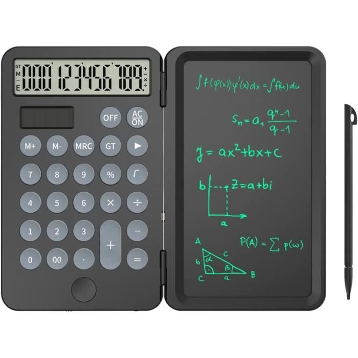 Maizoon Calculatrice Scientifique Avec Tablette D'écriture Pliable Et Portable 12 Chiffres LCD Grand écran Wordpad