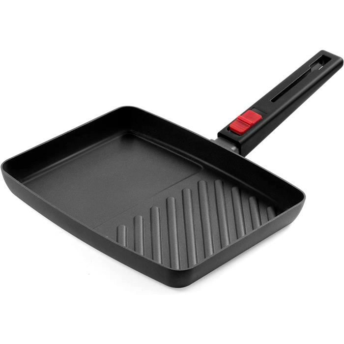 Poêle Grill Fonte 28cm Carrée Plancha Viande Induction Poêle à Frire