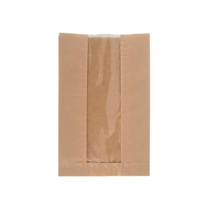 COLIS 1000 SACHETS Sachet kraft avec fenêtre en cellulose ÉCRU