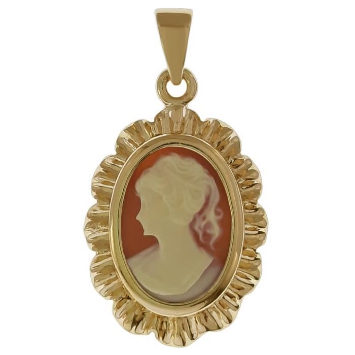 Pendentif Camé orange Plaqué Or 18 carats