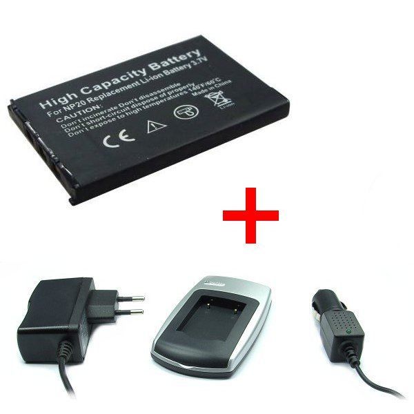 Chargeur pour Casio NP-20 Voir liste de compatibilité 2x Batteries 
