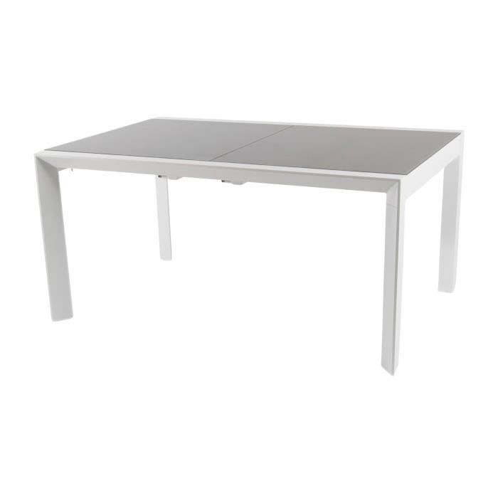 Table de jardin extensible 160-210 , aluminium renforcé blanc et