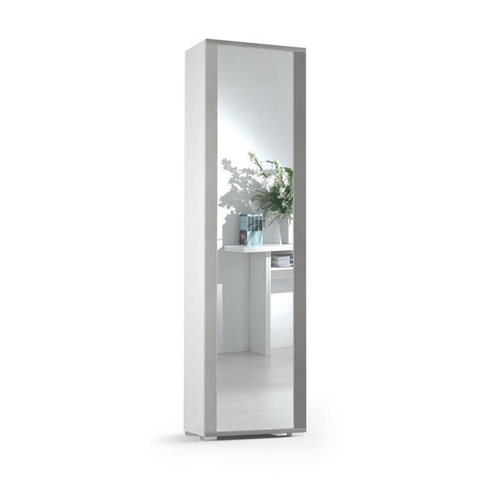 ARMOIRE HAUTE H 182CM BÉTON GRIS AVEC MIROIR