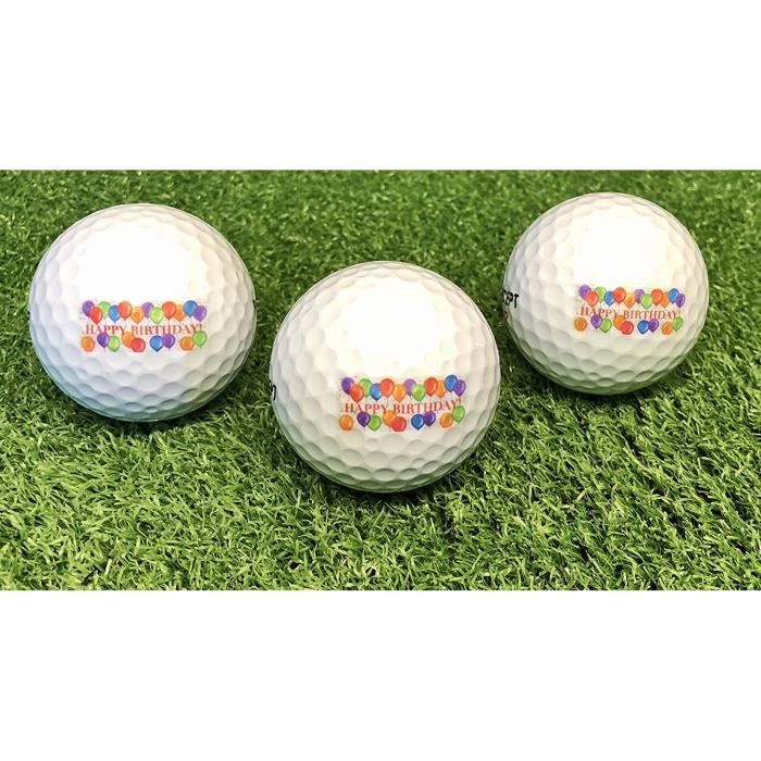Lot De 3 Balles De Golf Anniversaire Avec Motif Happy Birthday En Emballage Cadeau Golf Cadeau D Anniversaire Cdiscount Sport