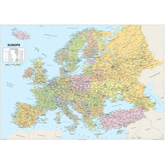 Carte De France Plastifiée Format A2 - 42x59.4cm Pour Scolaire Ou Décoration