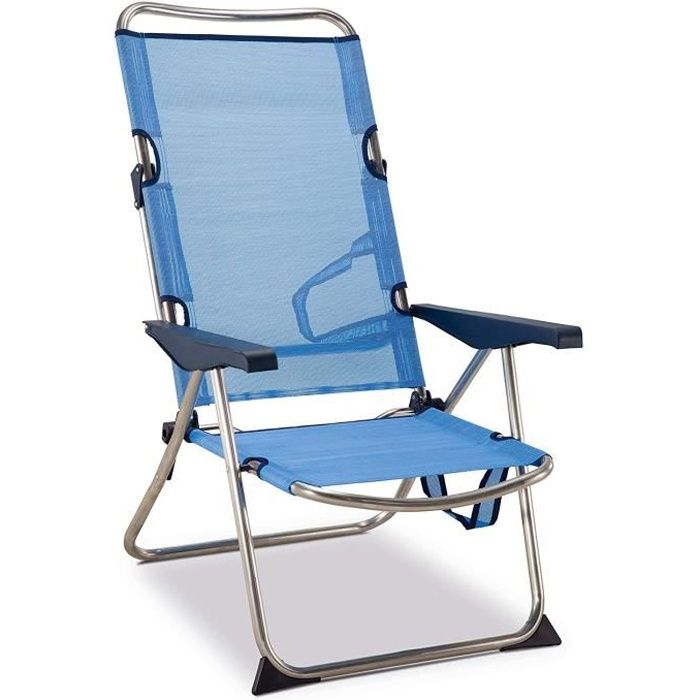 Chaise Plage Lit Positions Haute En Aluminium Et Textilene Patte