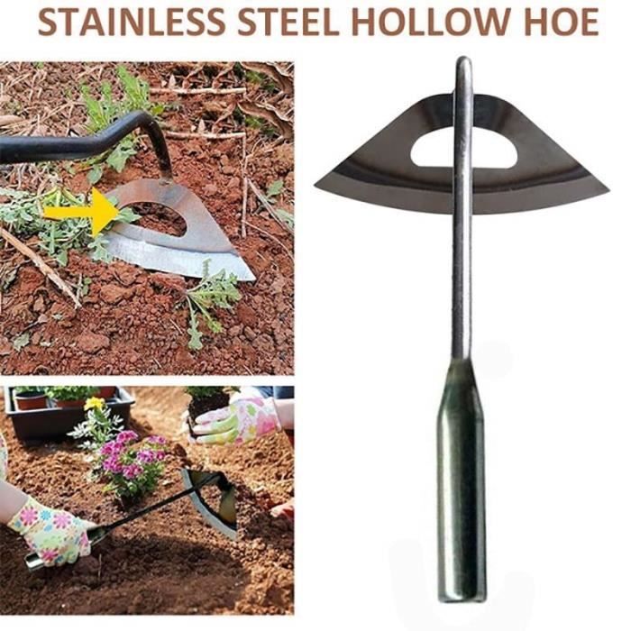 A 1pcs Houe Creuse Pour Le Jardinage,DéSherbeuse à Main//Houe De Plantation Outil De Sol Portatif En Acier Pour Creuser,Pour DéSherber Et Creuser Dans Le Jardin