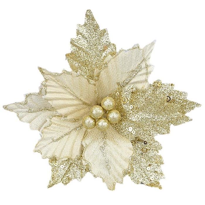 LIFKOME Set De Poinsettias Artificiels Scintillants Pour Sapin De Noël