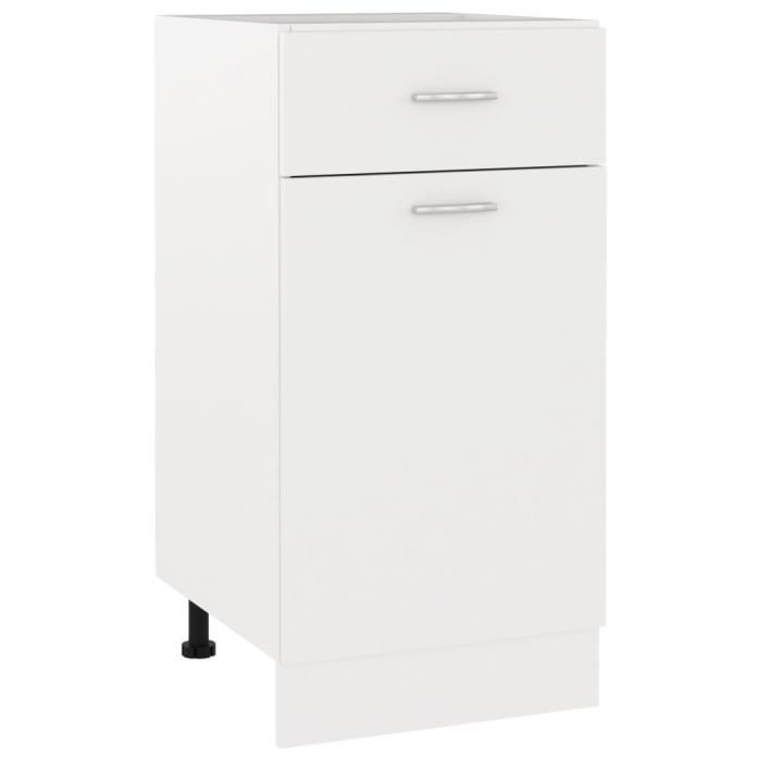 Armoire de cuisine - Blanc - 40x46x815 cm - Aggloméré - 1 porte - 1 tiroir