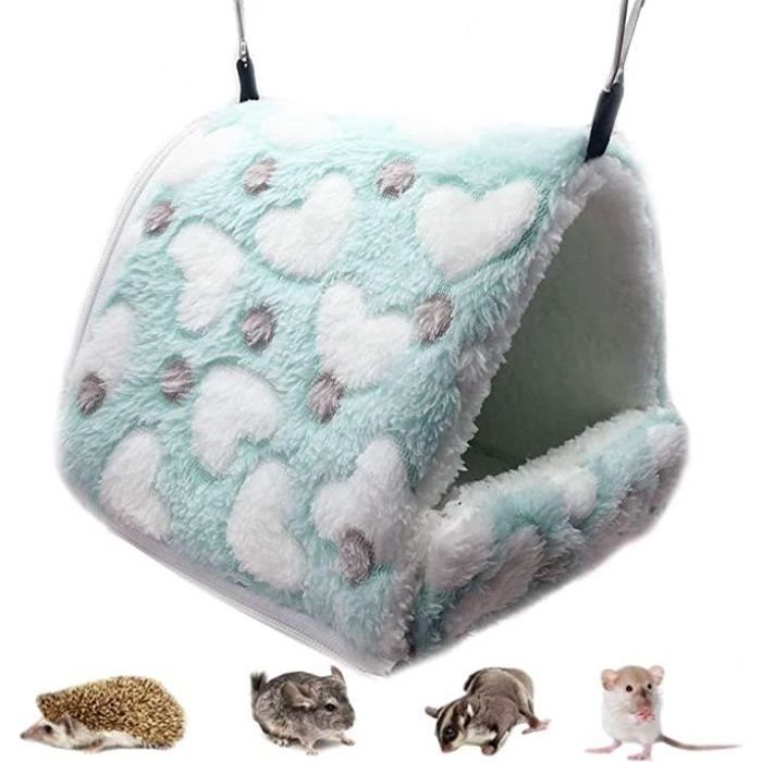 Meilleurs prix pour PT482377--Couchage Rongeur Peluche Petite Maison Hamster Hamac Jouet Lit Cabane pour Cochon d'Inde Lapin Chinchilla Furet, Cyan M
