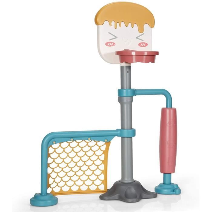 Panier de Basket Enfant 4en1 Pied de basket en hauteur jeu de basketball avec but de football
