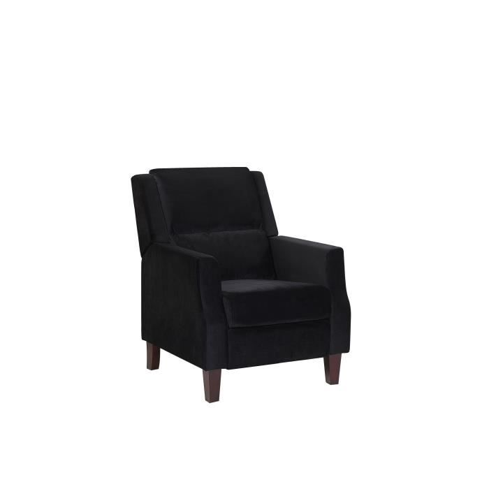 fauteuil de relaxation - beliani - egersund - noir - velours - bois - 1 place